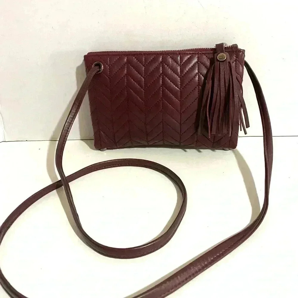 Misela Plum Pebbled Leather Leather Handbag